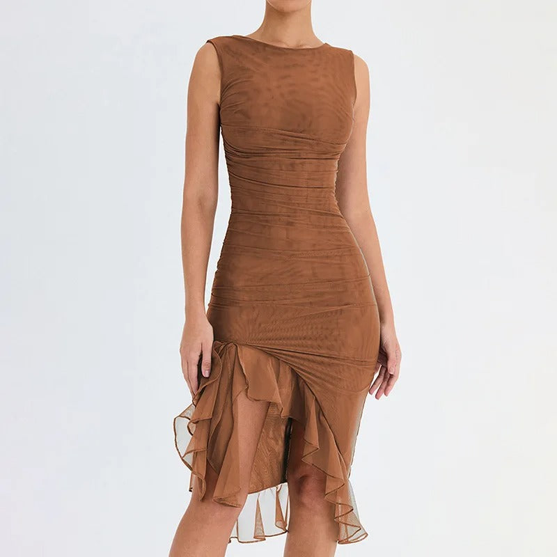 Viktoria® | Asymmetrisches Volantkleid mit Raffung