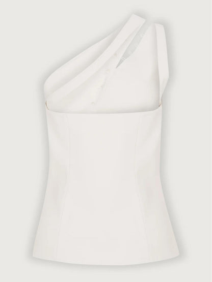 Schickes One-Shoulder-Top mit Knopfakzent