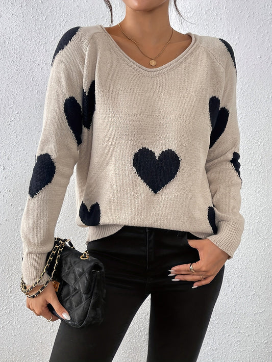 Gemütlicher Pullover mit Herzmuster für romantischen Winterstil