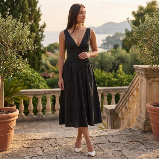 Damen Korsett Midi Sommerkleid