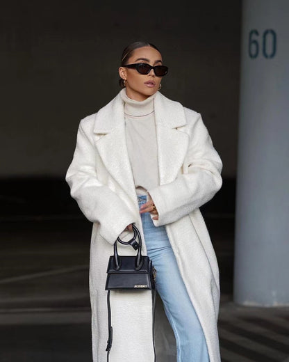 Eleganter locker sitzender Maxi-Wollmantel