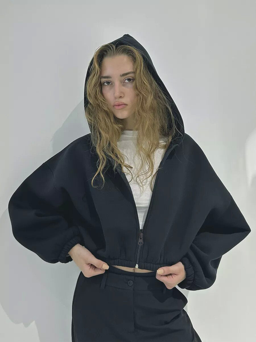 Lässige leichte kurze Sport-Hoodie-Jacke