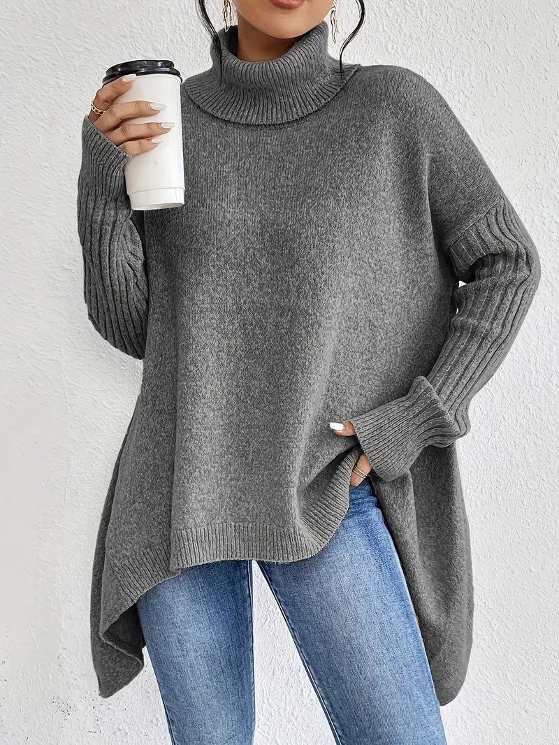 Gemütlicher langer Rollkragenpullover für täglichen Komfort