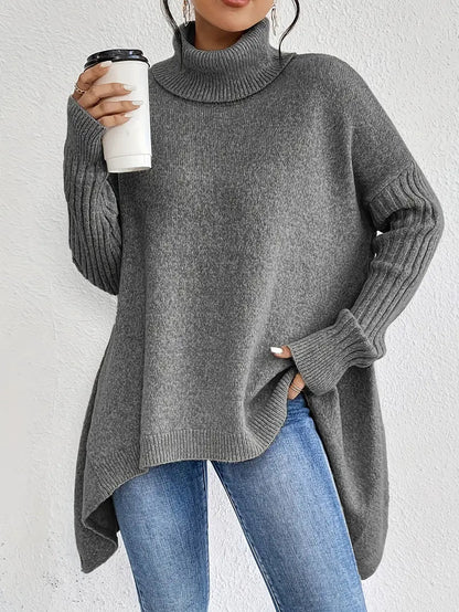 Gemütlicher langer Rollkragenpullover für täglichen Komfort
