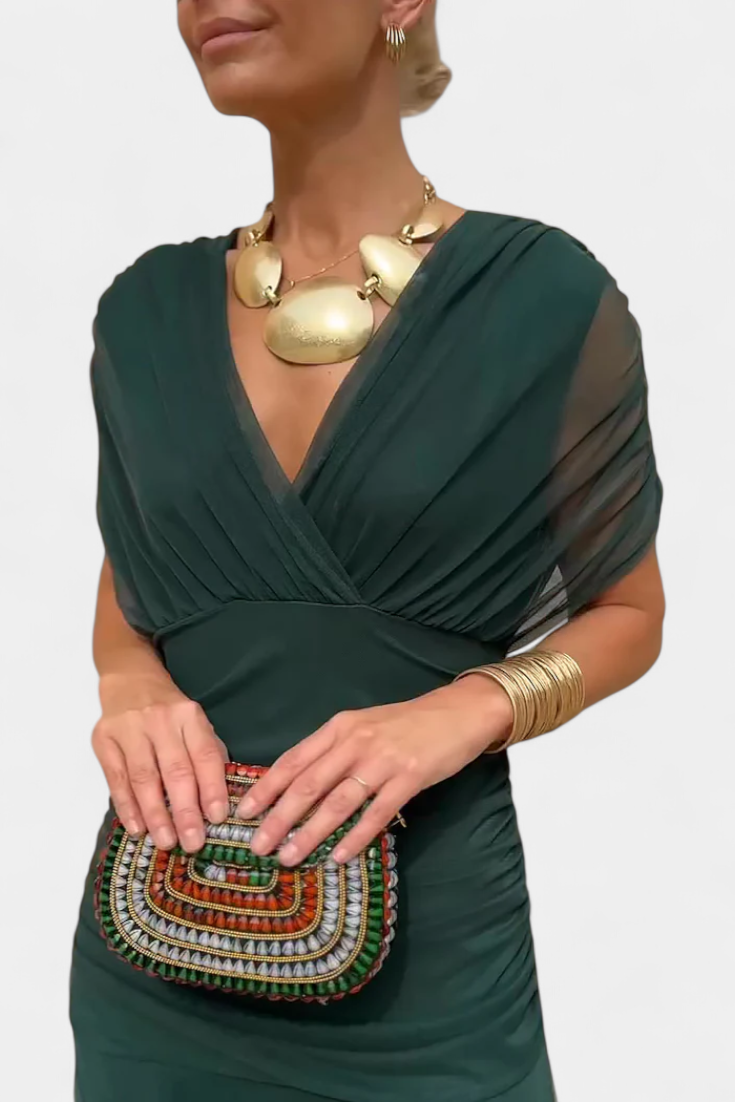 Elegantes Maxikleid für Damen mit floralen Falten