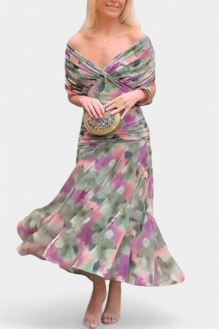 Elegantes Maxikleid für Damen mit floralen Falten