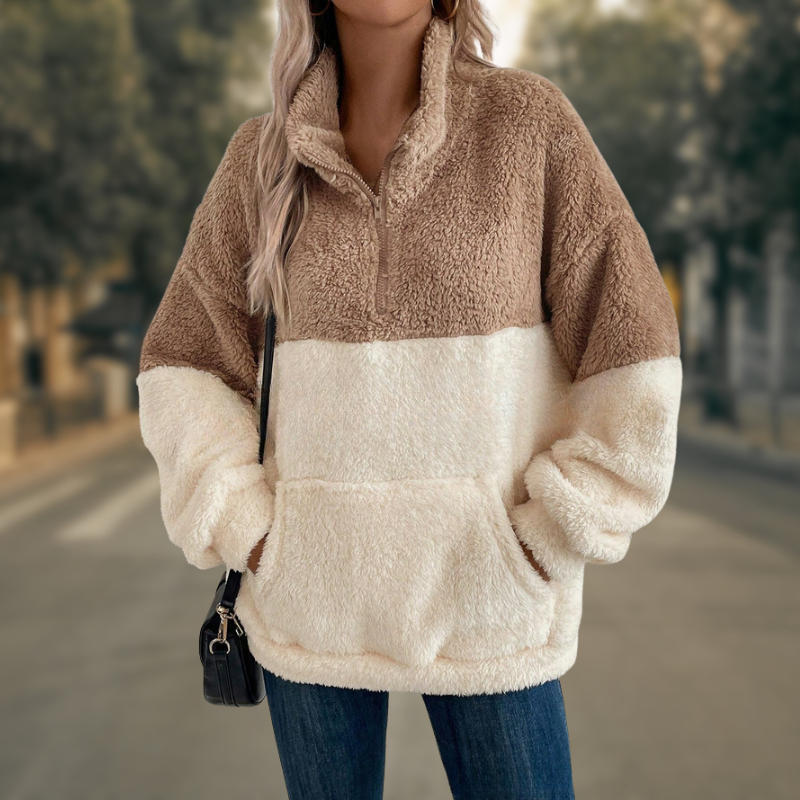 Maddison® | Modischer zweifarbiger Pullover mit Tasche