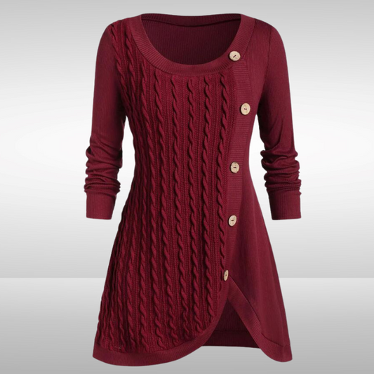 Ainsley® | Elegantes Pulloverkleid mit Knopfleiste