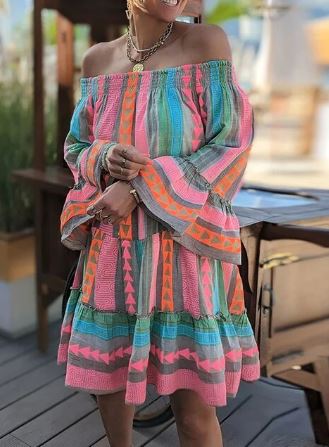 Amélie Moulin® | Boho-Kleid mit ausgestellten Ärmeln