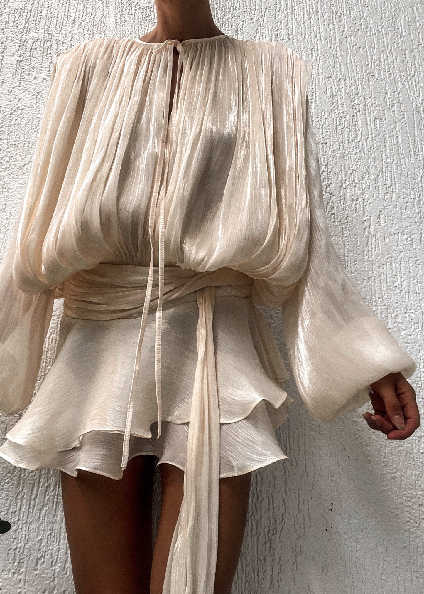 Estelle Champagner Satin Negligékleid