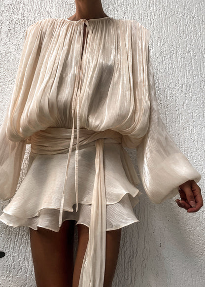 Estelle Champagner Satin Negligékleid