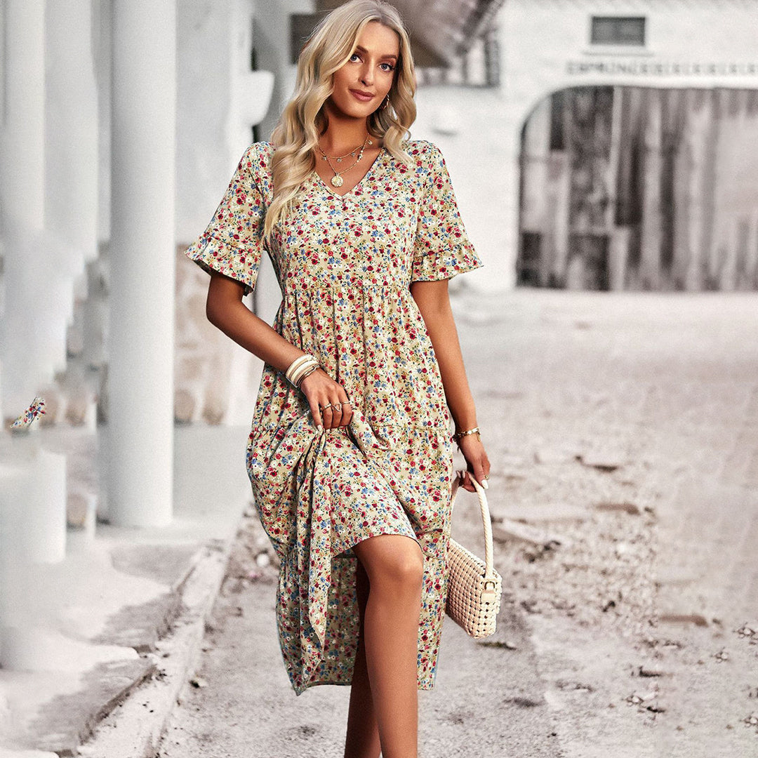 Sommer-Midikleid mit Blumendesign für Damen
