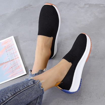 Damen Mesh Flache Slip-On Freizeitschuhe