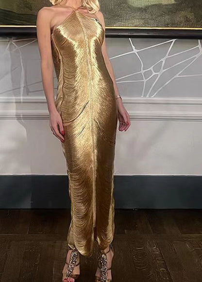 Elegantes langes Damenkleid mit raffiniertem Schlitz und Kragen