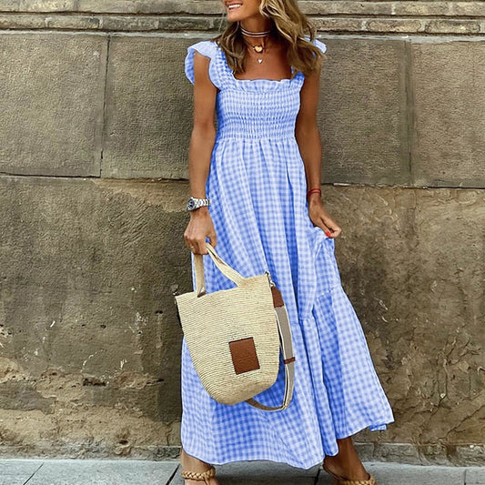 Riva Lefèvre® | Karo-Langarm-Kleid mit Taschen