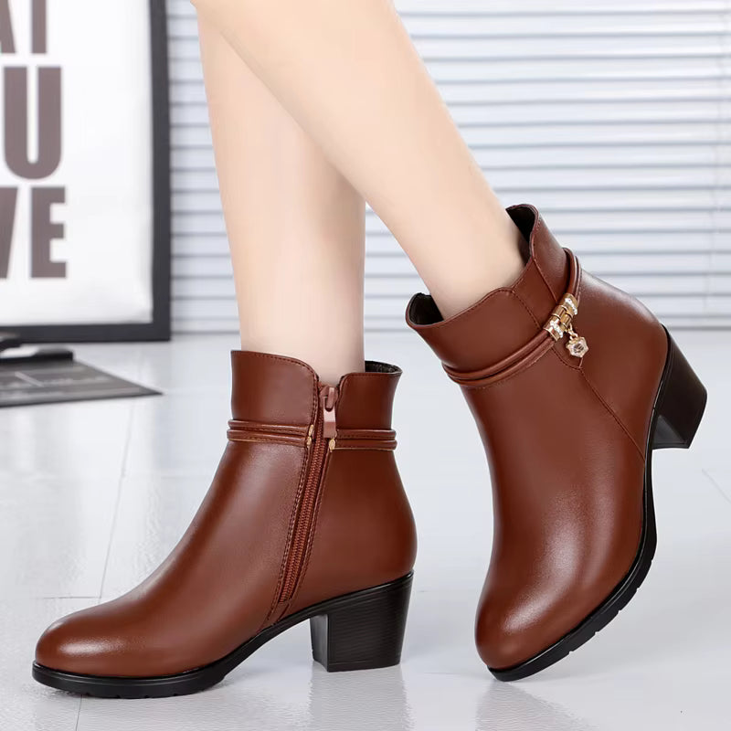 Elegante Fleecegefütterte Stiefeletten mit seitlichem Reißverschlussverschluss
