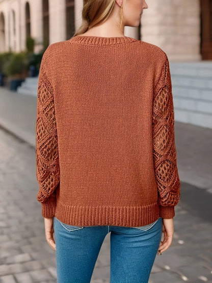 Elsie® | Solid V-Ausschnitt Strickpullover