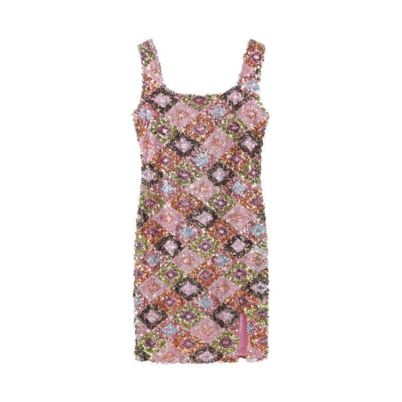 Pailletten-Party-Kleid mit geformter Silhouette