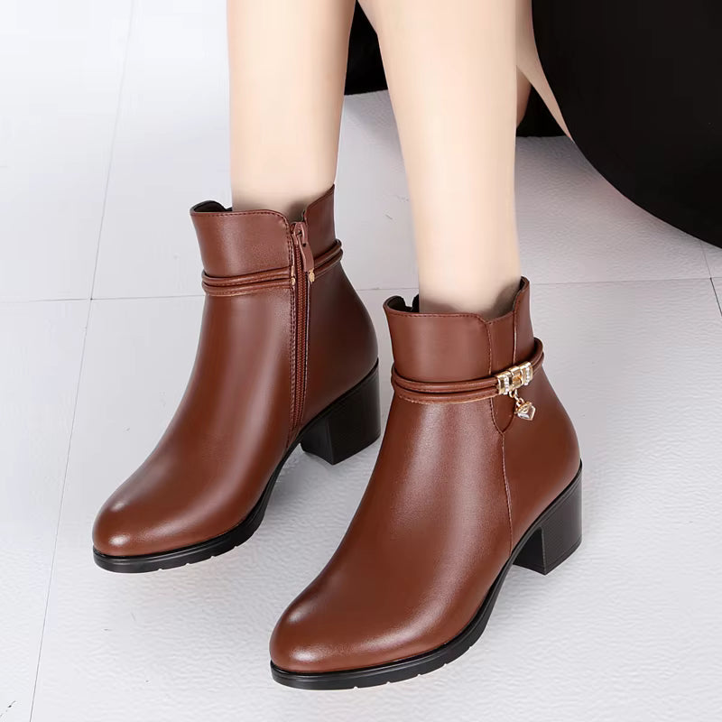 Elegante Fleecegefütterte Stiefeletten mit seitlichem Reißverschlussverschluss