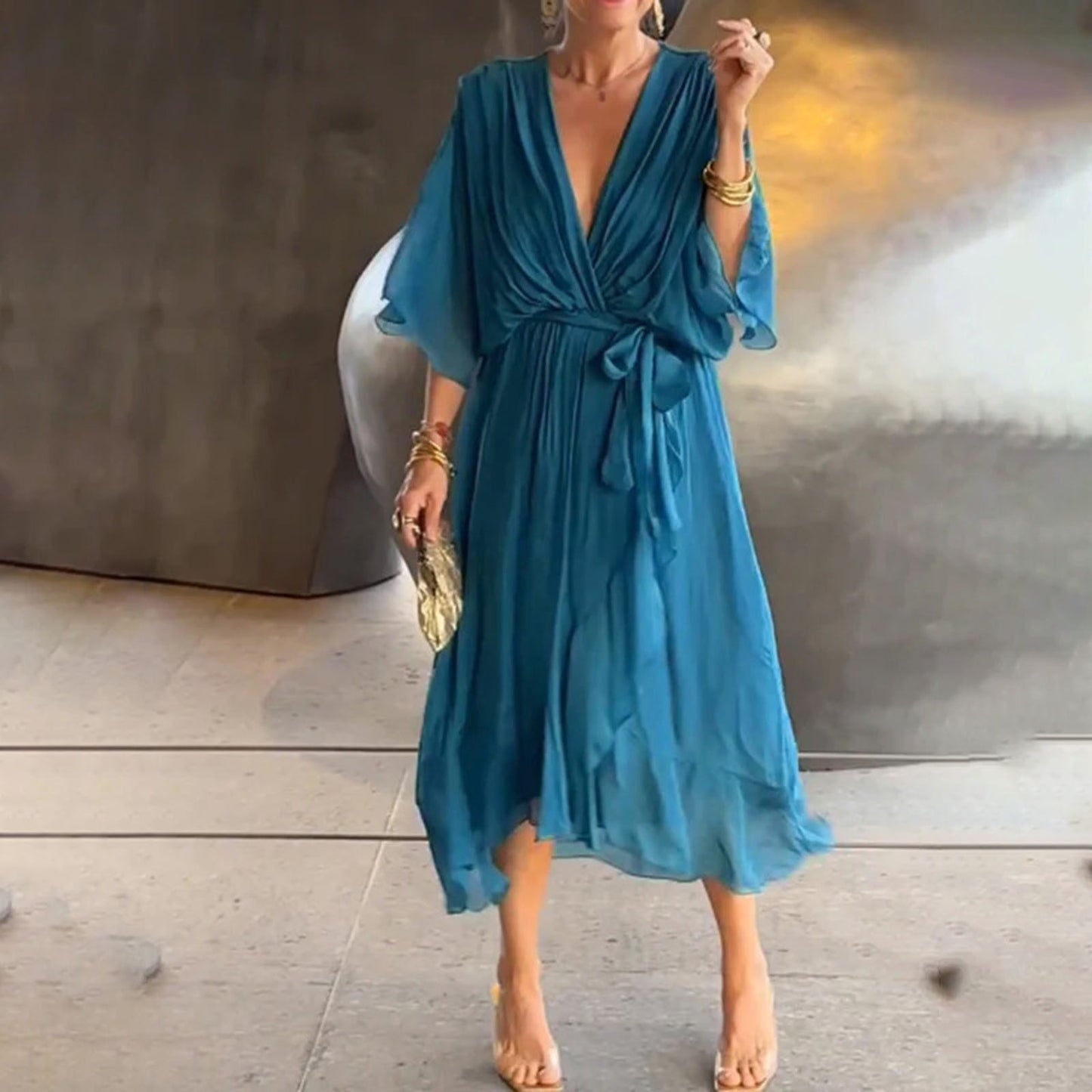 Elegantes V-Ausschnitt Sommerkleid für Damen