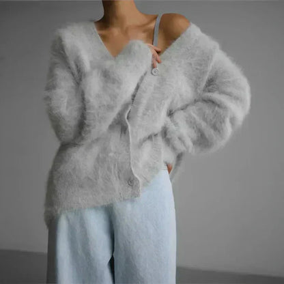 Gemütlicher Damen-Cardigan mit lockerem Schnitt und V-Ausschnitt