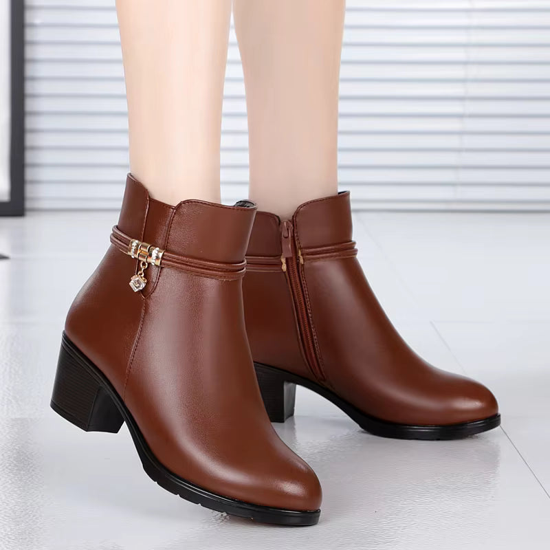 Elegante Fleecegefütterte Stiefeletten mit seitlichem Reißverschlussverschluss