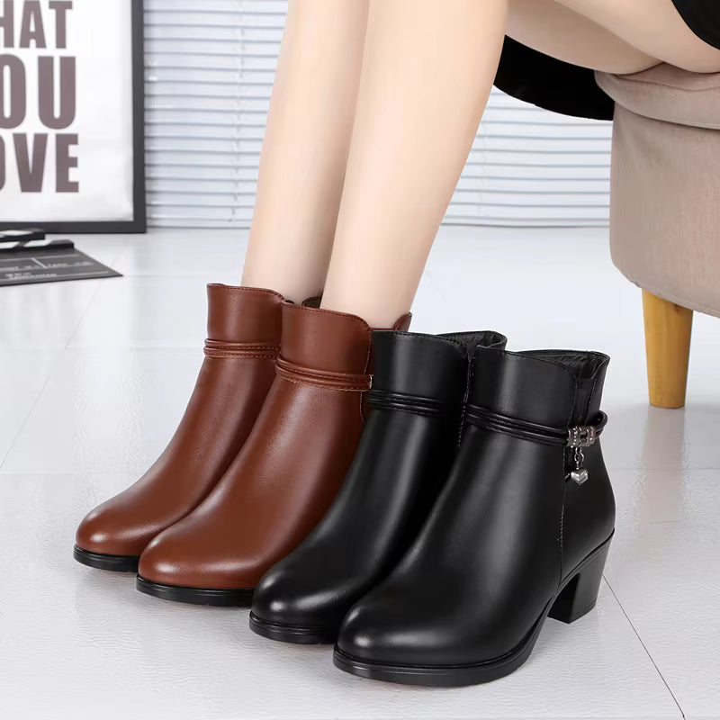 Elegante Fleecegefütterte Stiefeletten mit seitlichem Reißverschlussverschluss
