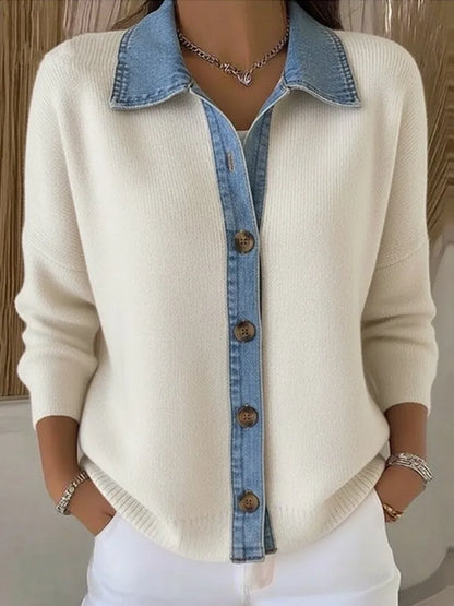 Strickpullover mit Jeanskragen