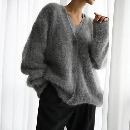 Gemütlicher Damen-Cardigan mit lockerem Schnitt und V-Ausschnitt