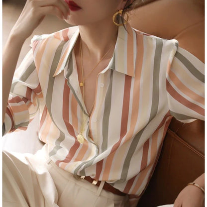 Julia® | Satin-Vintage-Streifenshirt