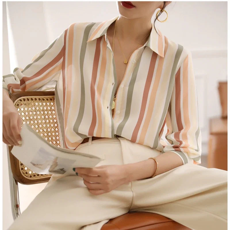Julia® | Satin-Vintage-Streifenshirt