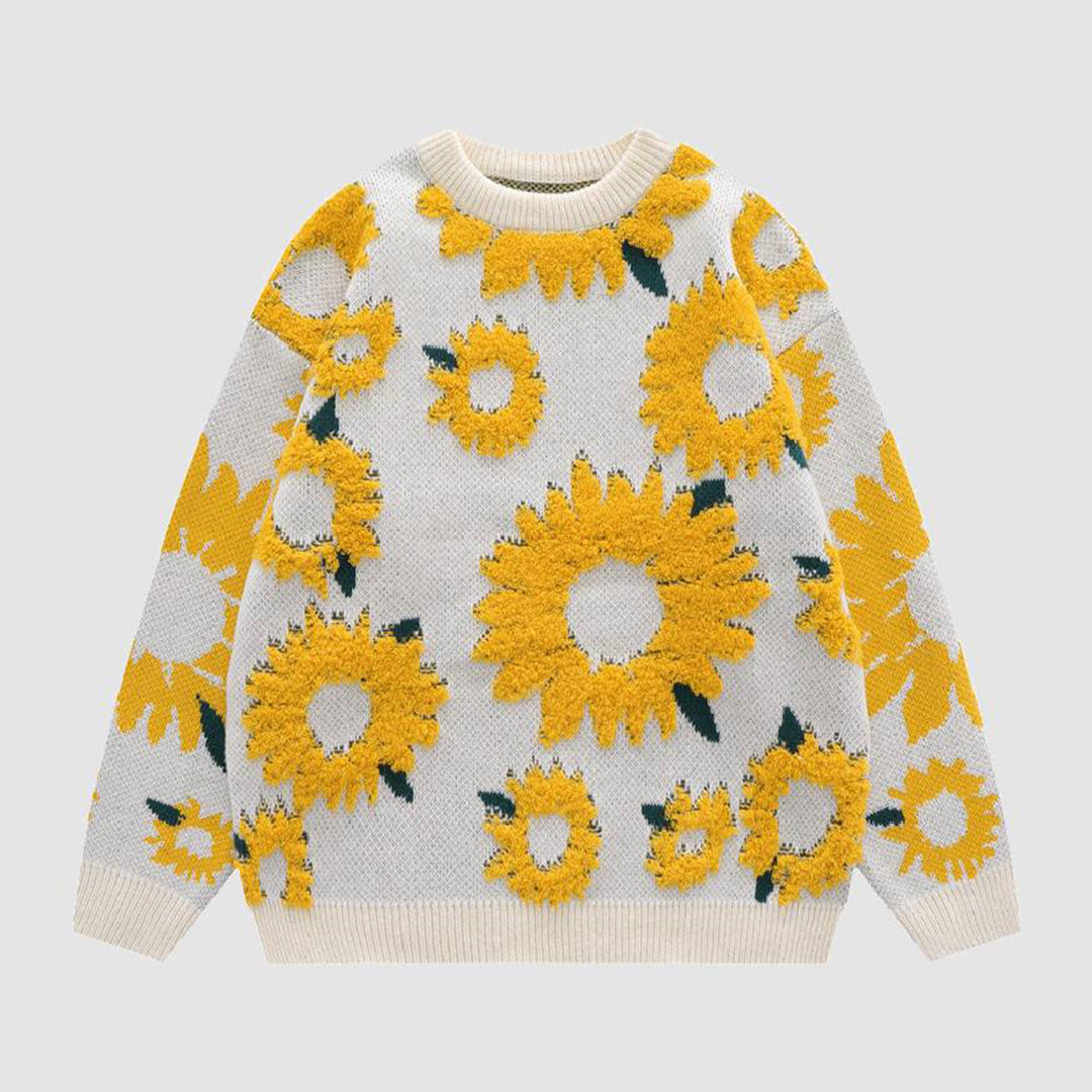 Adriana ®| Stilvoller und gemütlicher Strickpullover mit Sonnenblumen-Design