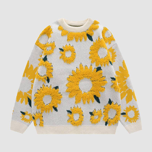 Adriana ®| Stilvoller und gemütlicher Strickpullover mit Sonnenblumen-Design