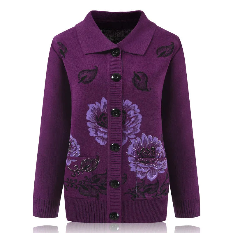 Ava® | Strickjacke mit Blumenstickerei