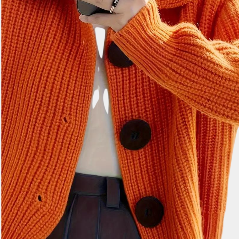 Gemütlicher eleganter Cardigan mit großen Knöpfen für Herbst und Winter