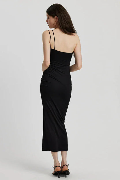 Damen Schwarzes Ärmelloses Maxikleid