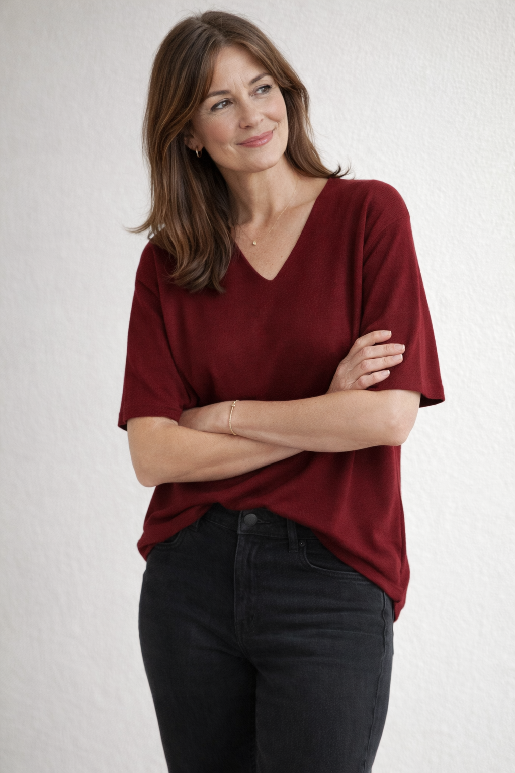 Damen-Bluse mit langen Ärmeln und Knöpfen