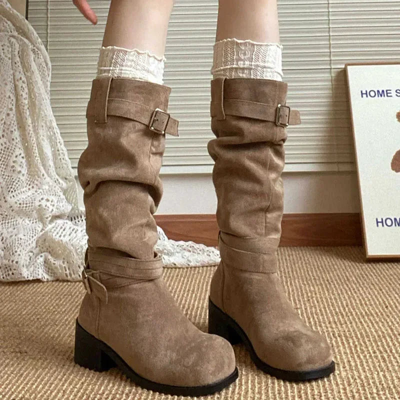 Gefaltete Western-Plateau-Stiefel für Damen