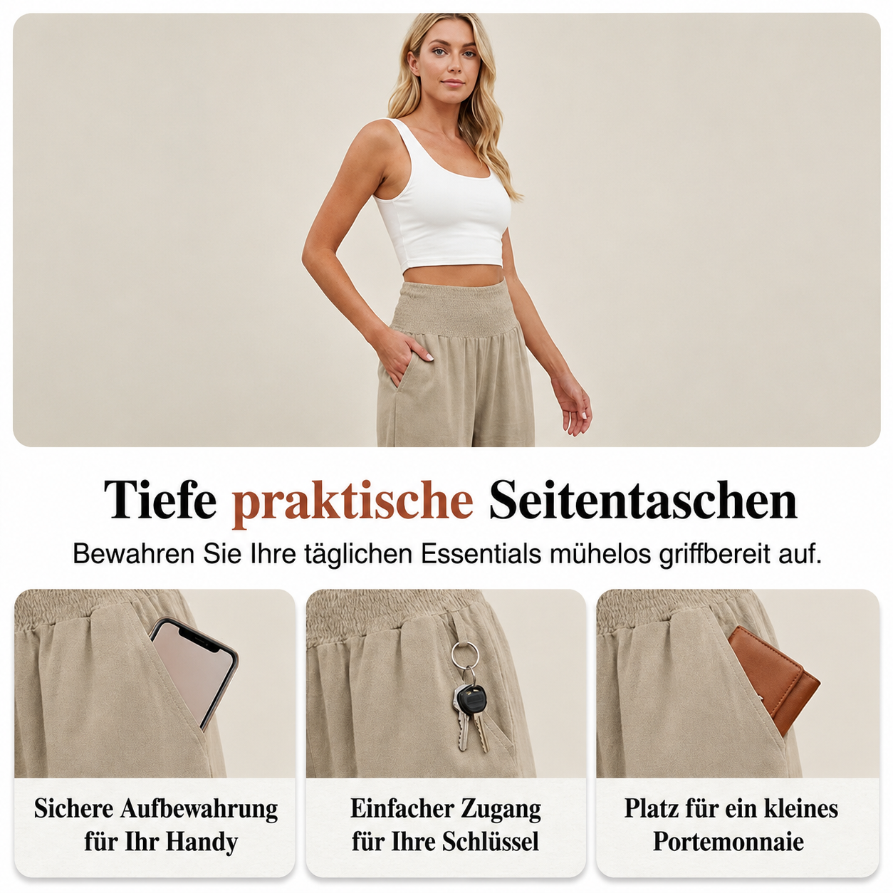 Boho Hosen mit weitem Bein und Rüschen am Saum