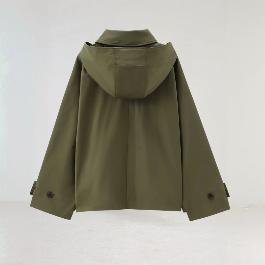 Schicker kurzer Trenchcoat mit Kapuze für Damen