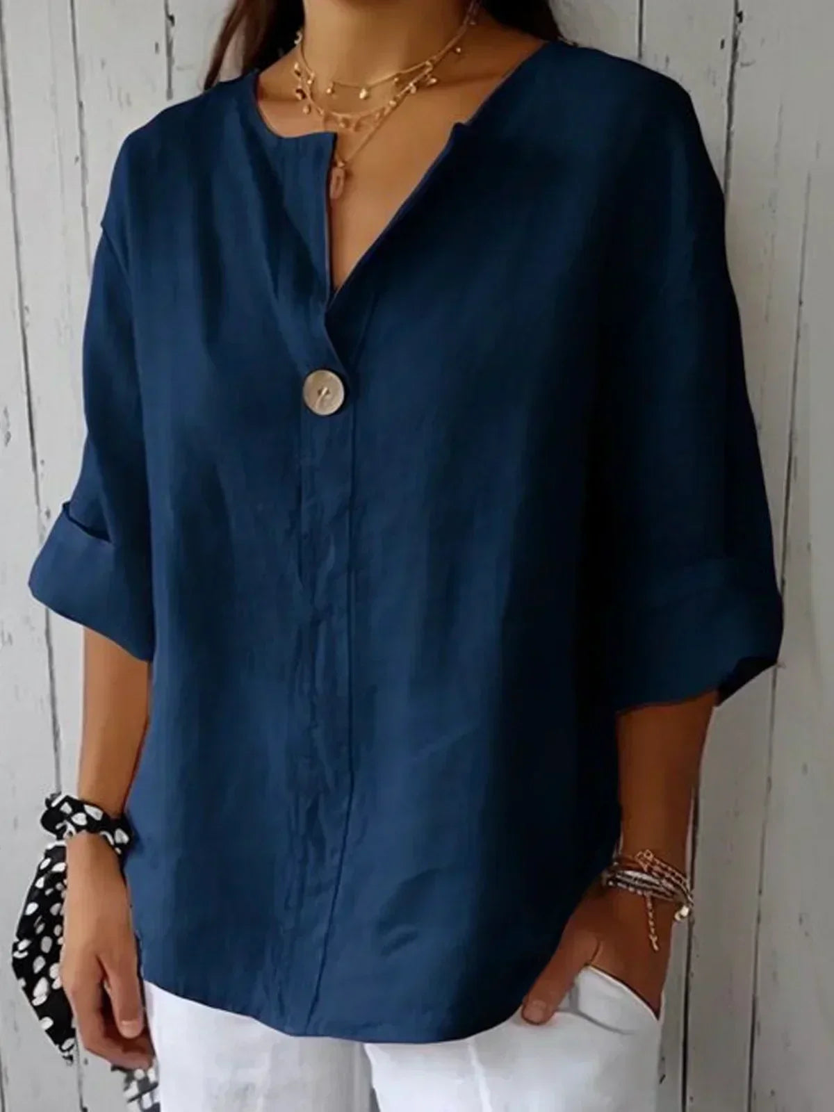Damen Freizeitbluse mit V-Ausschnitt