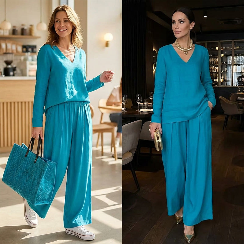 Gemütliches Lounge-Set für Damen mit V-Ausschnitt