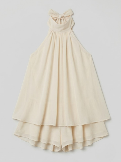 Ärmelloses Damen-Minikleid mit Neckholder und doppeltem Volant-Saum