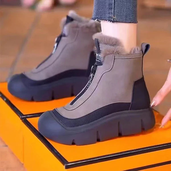 Wasserdichte warme Reißverschluss-Schneestiefel für Damen
