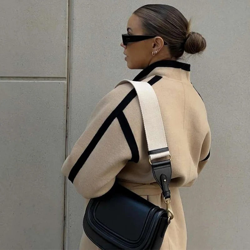 Schicker Wickel-Taillengürtel-Blazer mit Kontrastdetails für Damen