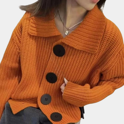 Gemütlicher eleganter Cardigan mit großen Knöpfen für Herbst und Winter