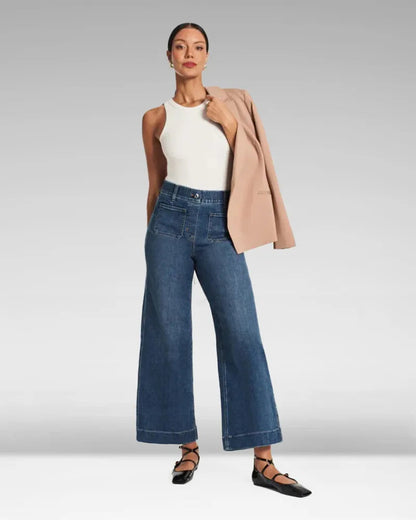 High Waist Weite Bein Jeans für Damen