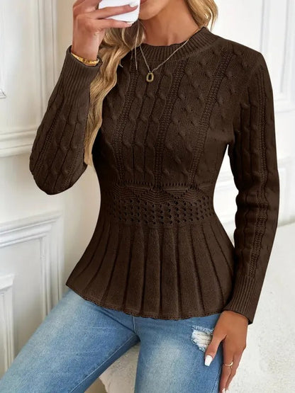 Gemütlicher Chic Grobstrick Pullover mit Rundhalsausschnitt
