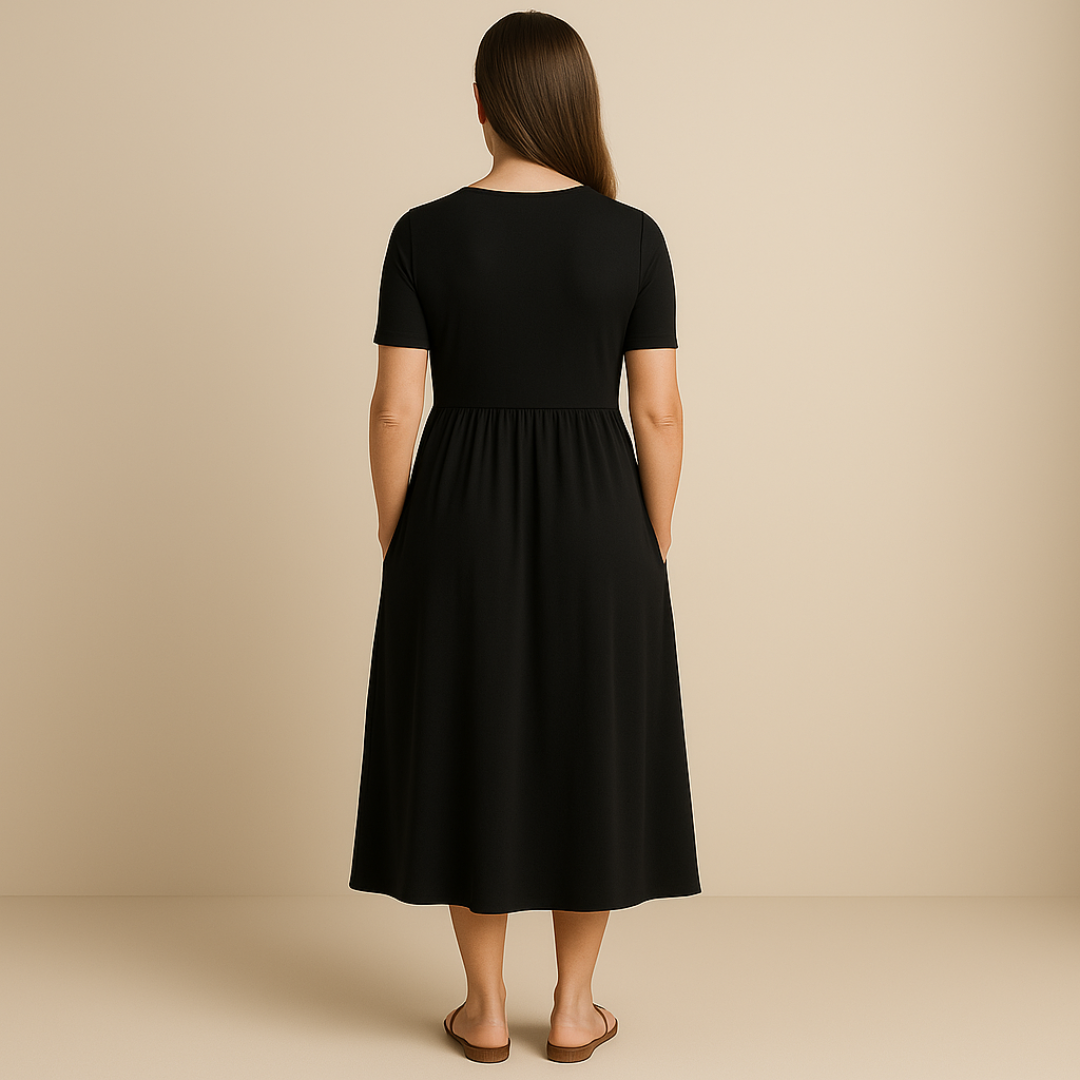 Irene® | Midikleid mit V-Ausschnitt und fließender Silhouette