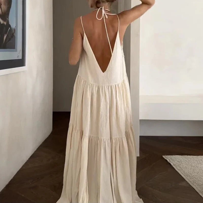 Müheloses glamouröses Maxikleid mit tiefem V-Ausschnitt